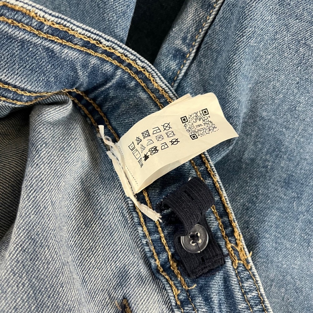 Zara Wide Leg Jeans Women 13-14 Blue High Rise Raw Hem Adjustable 26 in Waist - Picture 8 of 11
